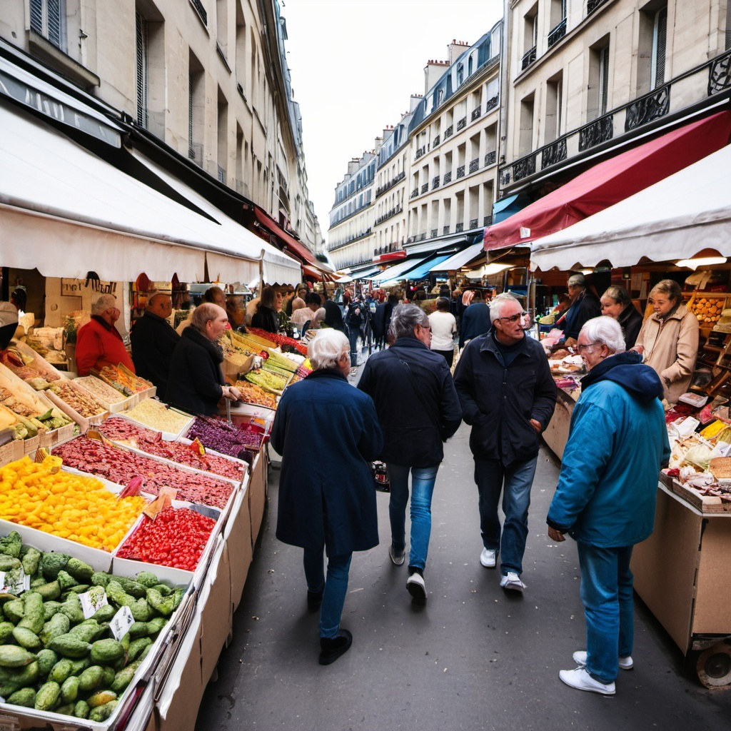 Gent gaudint d'un mercat local durant les festes de la ciutat