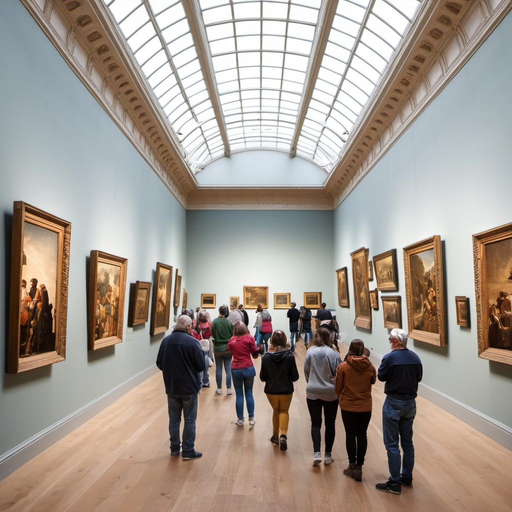 Un grup de persones gaudint d'una exposició en un museu